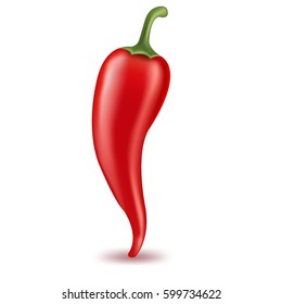 Hot Pepper With Gradient Mesh, Vector Illustration