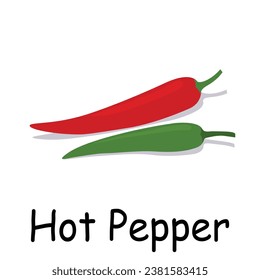 scharfe Pfeffergrafik, flacher Vektor. Gemüse-Taschenkarte. Element für Küche, Kochen, Supermarkt, gesundes Lifestyle Konzept.