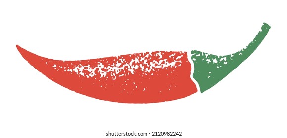 Hot pepper illustration with grainy texture