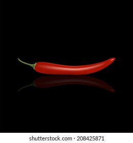 Hot pepper isolated on black background
