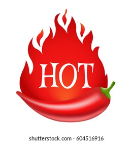 Hot Pepper, Hot Label With Gradient Mesh, Vector Illustration
