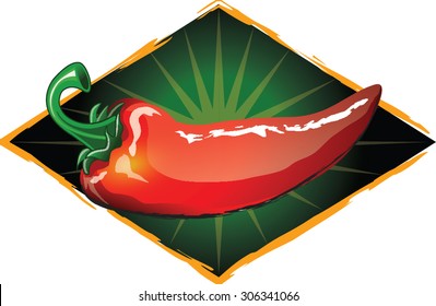 hot pepper logo or label design with burst