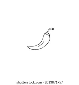 Hot pepper on a white background drawn in a vector