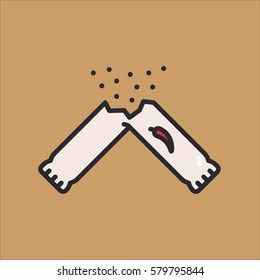 Hot Pepper Powder Paper Pack Packaging Minimalistic Color Flat Line Outline Stroke Icon Pictogram Symbol Set Collection