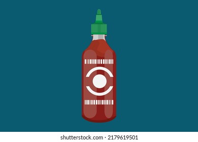 hot pepper sauce bottle glass vector illustration 