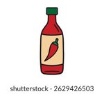 Hot pepper sauce red bottle doodle hand drawn icon. Outline drawing line clipart symbol. Vector illustration
