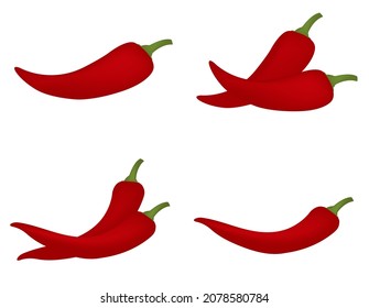 Hot pepper set, icon, stock vector, logo isolated on a white background. Illustration