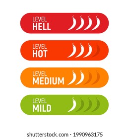 Hot pepper spicy heat level icon. Chili pepper symbol vector scale spice fire logo label