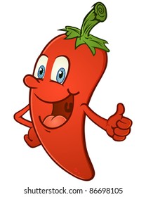 Hot Pepper Thumbs Up Cartoon Character