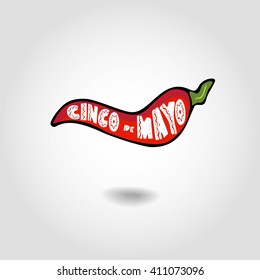 Hot peppers, Cinco De Mayo hand drawn lettering design EPS 10 vector illustration perfect for advertising, poster, announcement, invitation, party, greeting card, fiesta, bar, restaurant, menu