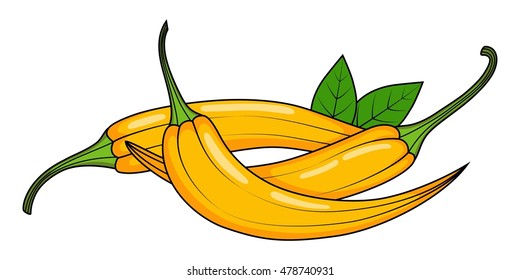 Hot peppers on a white background