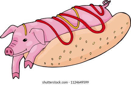 Hot Pig (hot dog with piggy)