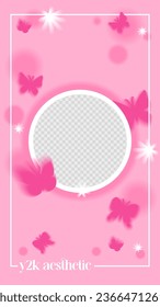 Hot Pink aura acid butterflies y2k stories template.