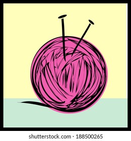 hot pink ball of yarn vector file illustration