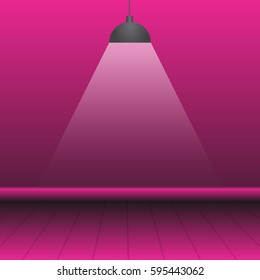 Hot Pink Empty Studio Room Background With Light, Template Mock Up For Display Of Content Or Product, Vector Illustration