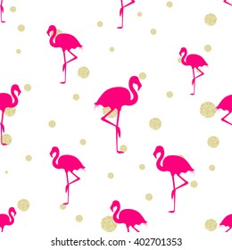 Hot pink flamingo and gold glitter