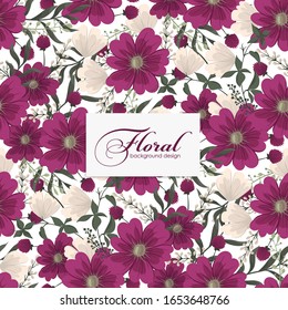 Hot pink flower background seamless pattern