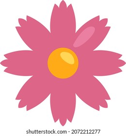 Hot pink flower, illustration, vector, on a white background.