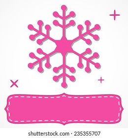 Hot pink frame with a snowflake for your Christmas text isolated on white.