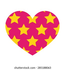 Hot pink heart with yellow stars, starry hearts. Available in vector eps10 too.