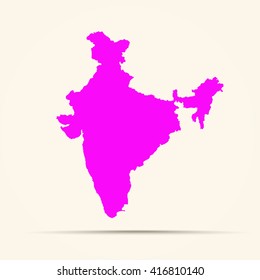 Hot pink India Map Illustration



