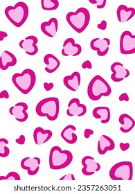 Hot pink leopard hearts pattern. Seamless Pattern. Banner. Poster. Trendy aesthetic background. Vector illustration. 
