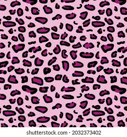 Hot Pink leopard skin seamless pattern on light background . Great for  fabric, textile and fashion print. Surface pattern design 