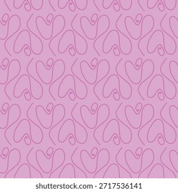 A Hot Pink Line Art Abstract Tulip Hearts Packed in Stripes on a Dark Rose Pink Background Creating a Seamless Pattern Print