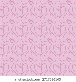 A Hot Pink Line Art Abstract Tulip Hearts Packed in Stripes on a Raspberry Pink Background Creating a Seamless Pattern Print
