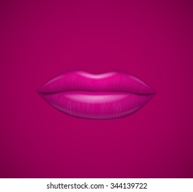 Hot pink lips. Vector illustration.