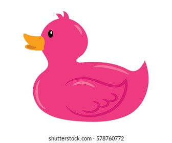 Hot Pink Rubber Duck Bath Time Toy