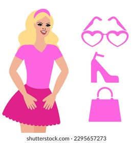 Hot pink trendy barbiecore aesthetic accessories