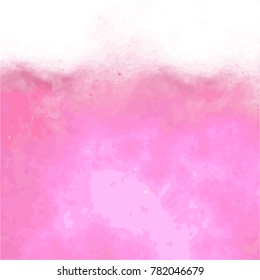 hot pink watercolor cloud pattern with light rose center areas, and darker blurred border with little spots on white background, vector illustration