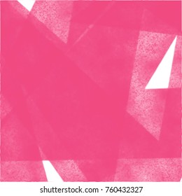 hot pink watercolor graphic pattern with triangles and overlapping zigzag and white areas, vector illustration