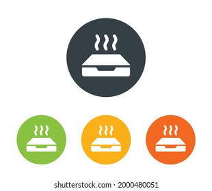 Hot pizza in cardboard icon vector illustration. Take away concept
