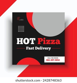 Hot pizza delivery social media banner template