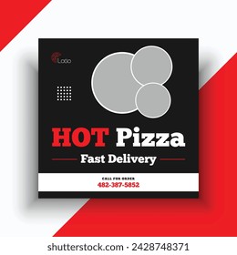 Hot pizza delivery social media banner template