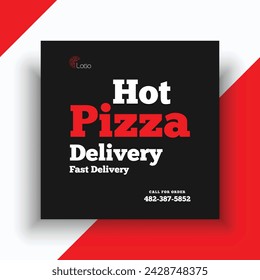 Hot pizza delivery social media banner template