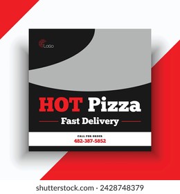 Hot pizza delivery social media banner template