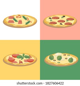 Hot pizza with different tasty ingredients