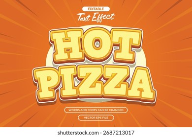 Heiße Pizza editierbarer Texteffekt mit Cartoon-Text-Stil und mit Comic-Hintergrund
