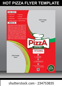 hot pizza flyer template vector illustration 