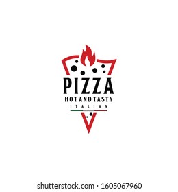 hot pizza fresh and flame logo design vector