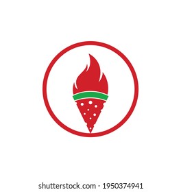 Hot pizza logo design template. Hot Pizza logo hipster retro vintage vector template. Fast Pizza Delivery logo