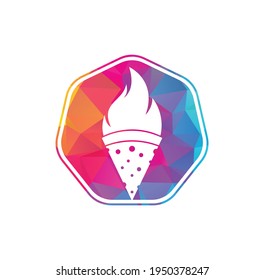 Hot pizza logo design template. Hot Pizza logo hipster retro vintage vector template. Fast Pizza Delivery logo