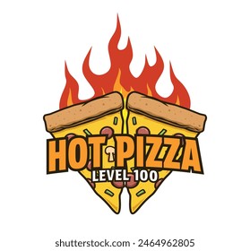 Hot pizza logo design template