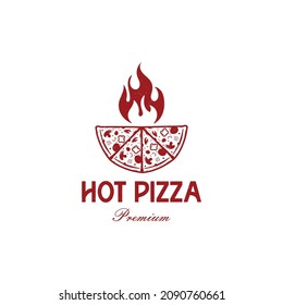 Hot Pizza logo hipster retro vintage vector template, Fast Pizza Delivery logo