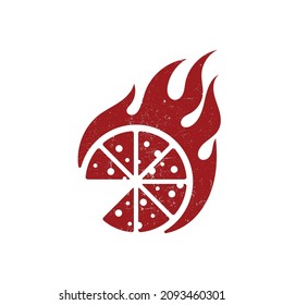 Hot Pizza logo hipster retro vintage vector template, Fast Pizza Delivery logo