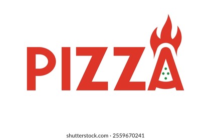 Hot pizza logo template. Fast food vector illustration design