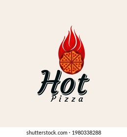 Hot Pizza logo template. vector illustration